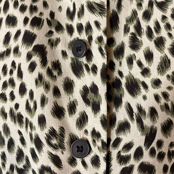 Ecowish green and black animal print button up blouse - Picture 3 of 5